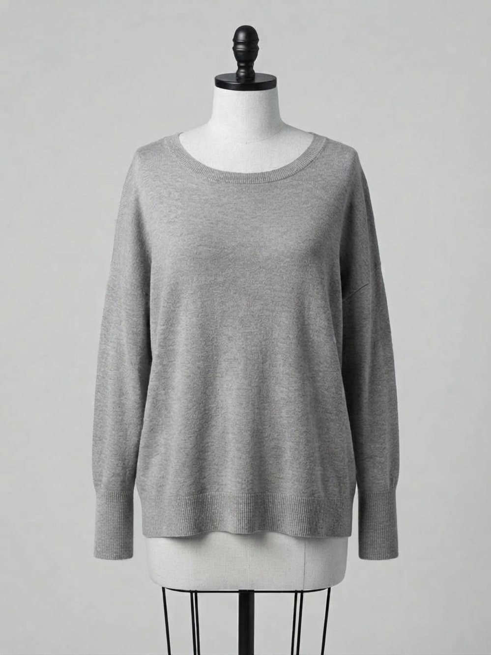 LOFT Outlet Gray Scoop Neck Long Sleeve Knit Sweater XL Relaxed Fit